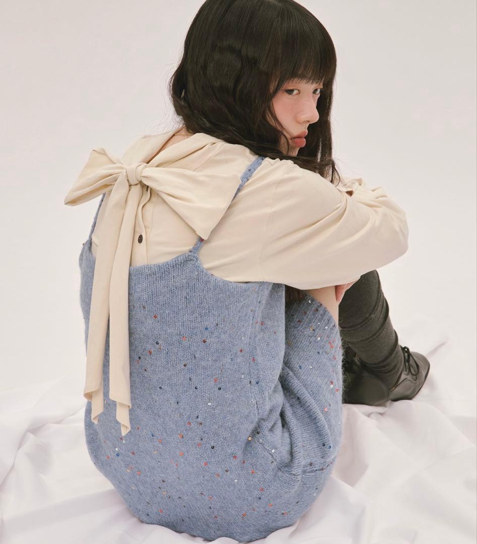 loin nuit アシンメトリーリボントップス
