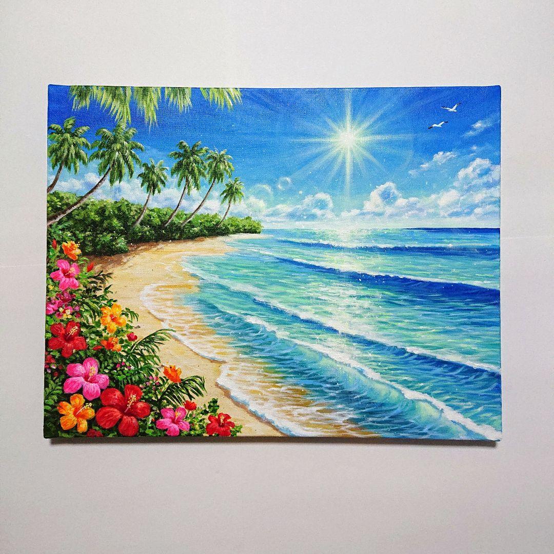 【ハイビスカス】アクリル画 F6 風景画 絵画