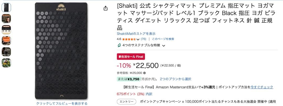 【正規品・美品】シャクティマット枕セット・黒・レベル1【定価40,000円】