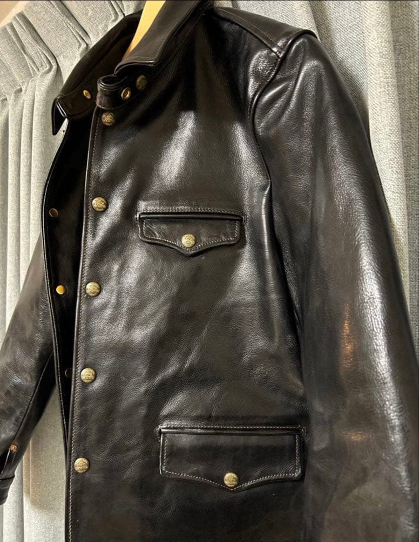 BOMU LEATHER　カーコート　ホースハイド　茶芯　革ジャンXXL(XL)