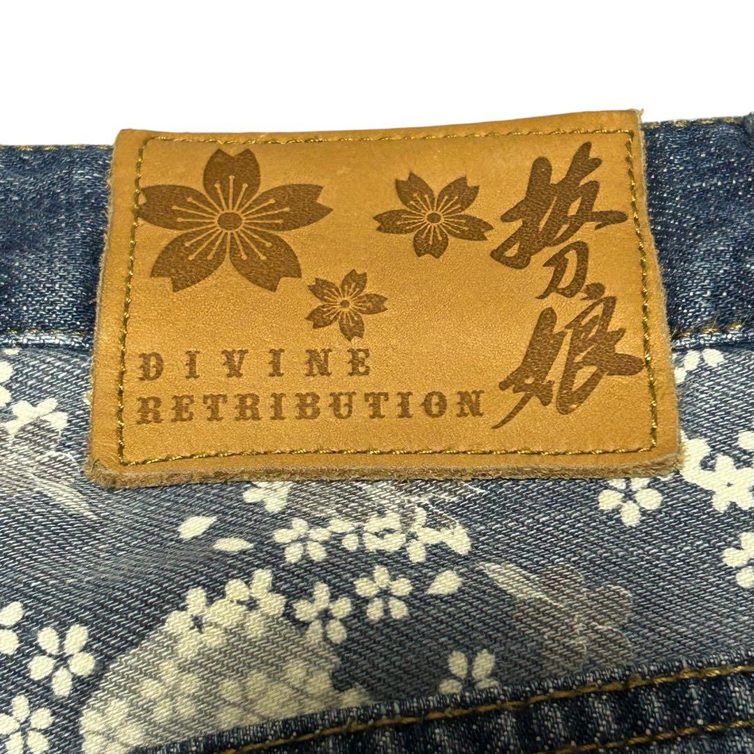 ☆人気☆【絡繰魂】抜刀娘 メンズ 和柄 刺繍デニムパンツ 38 y2k