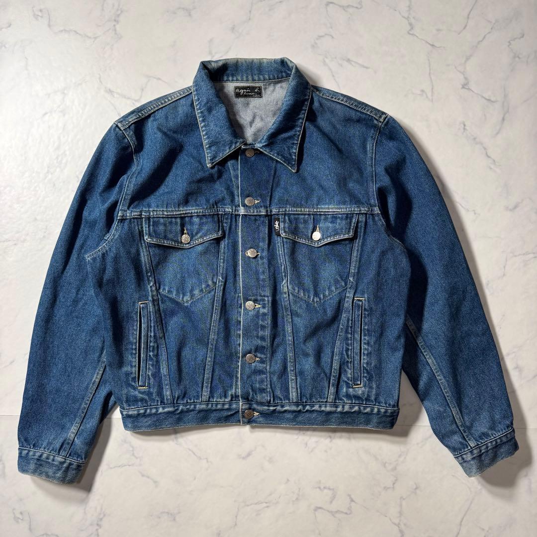 【良品】アニエスべーオム　デニムジャケット　レザール　オーバーサイズ　フランス製