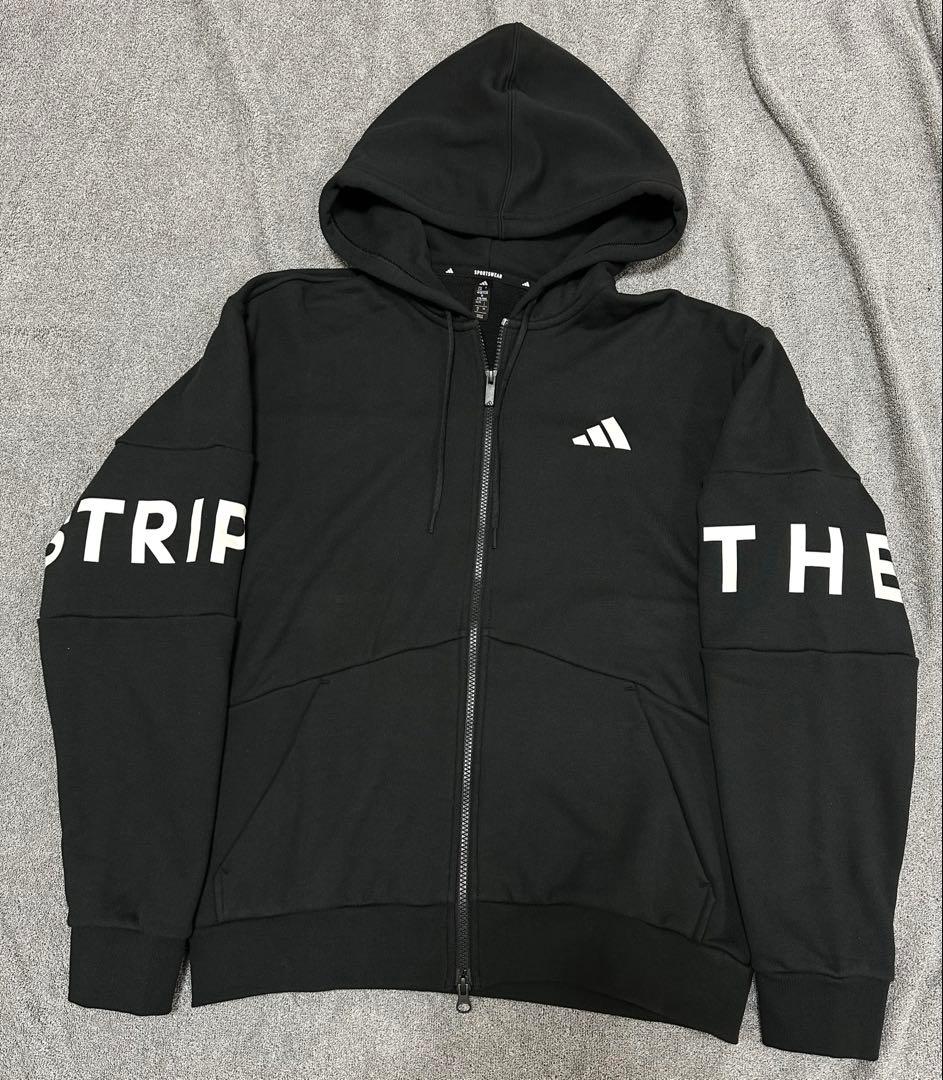 新品タグ付 adidas アディダス セットアップ スウェット 黒 L フーディ