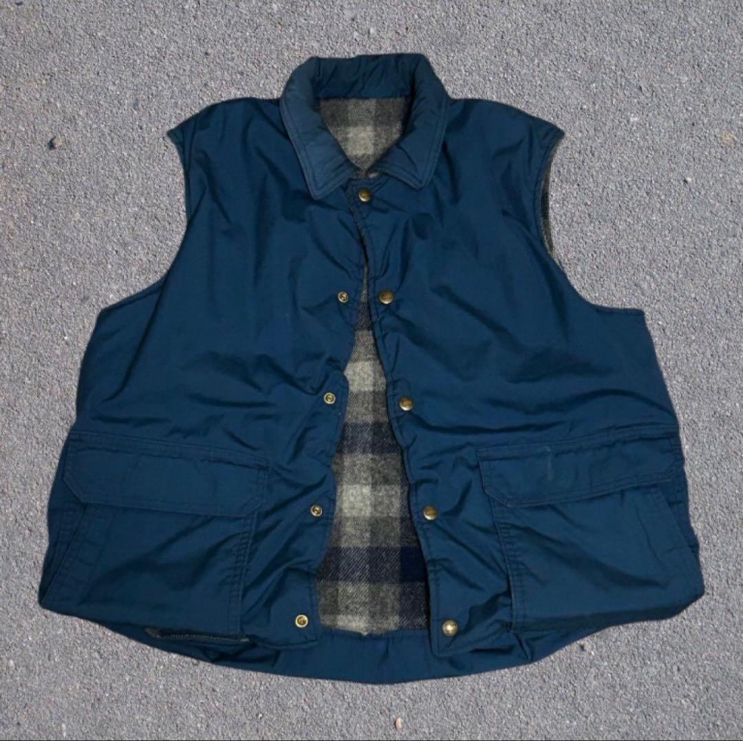 『好配色』Wool rich 70s USA製　リバーシブルダウンベスト
