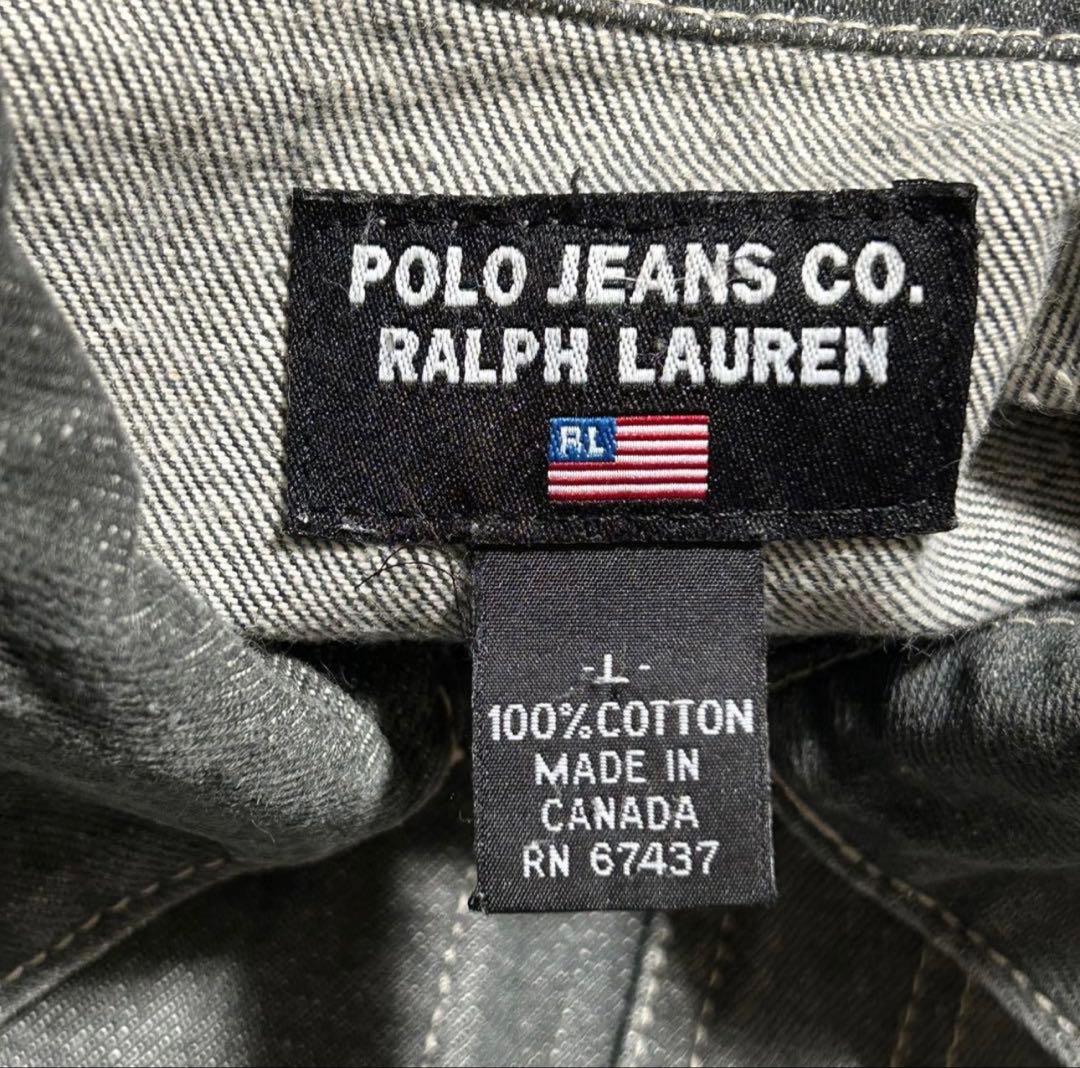 90s カナダ製　 POLO JEANS 先染めブラックデニムジャケット