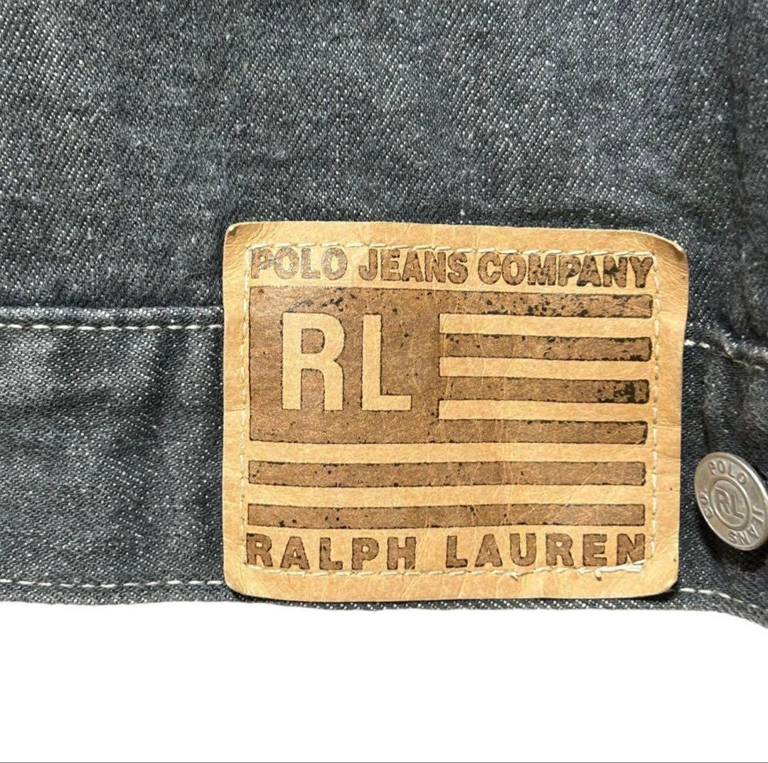 90s カナダ製　 POLO JEANS 先染めブラックデニムジャケット