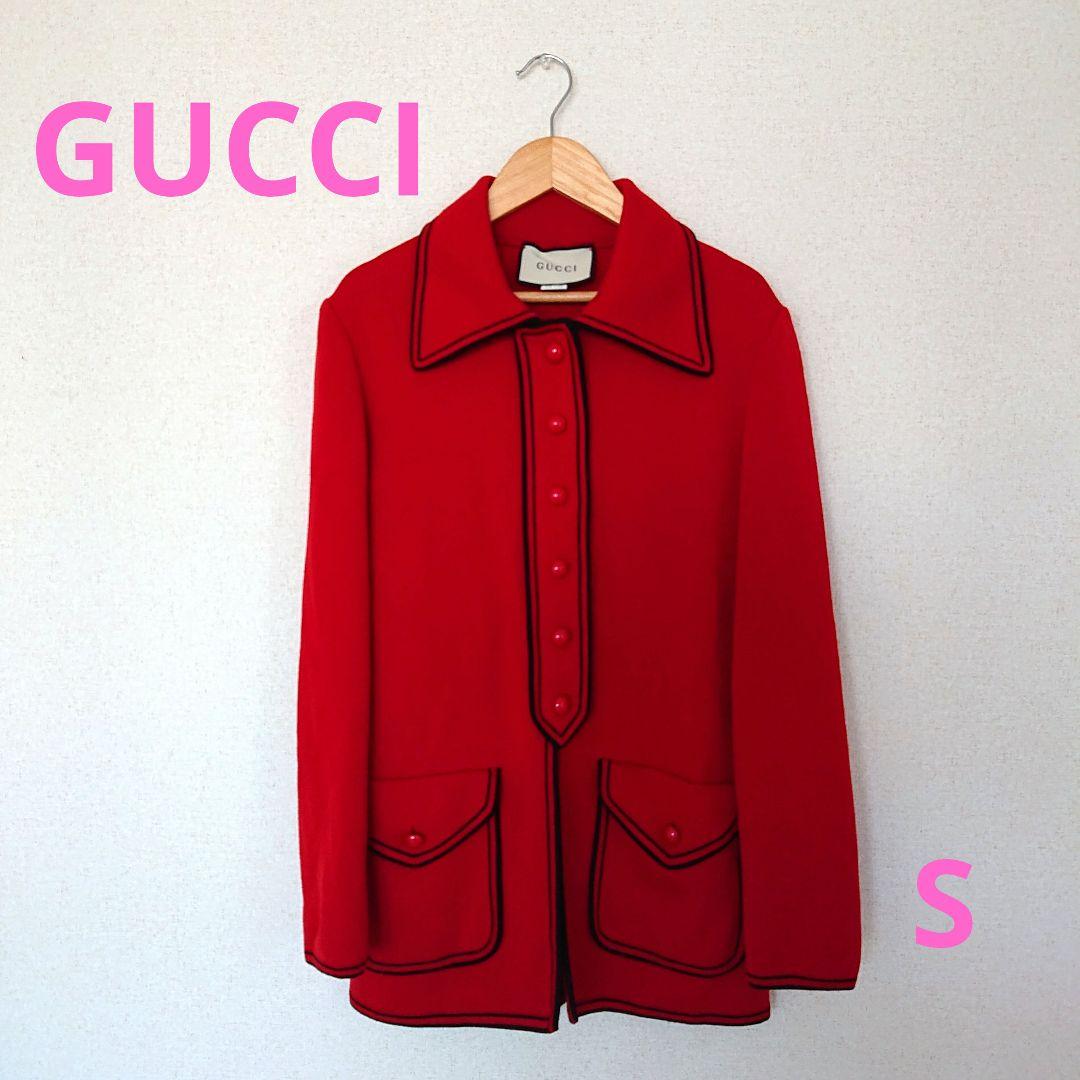 GUCCI 赤色 ニットジャケット 日本サイズML相当