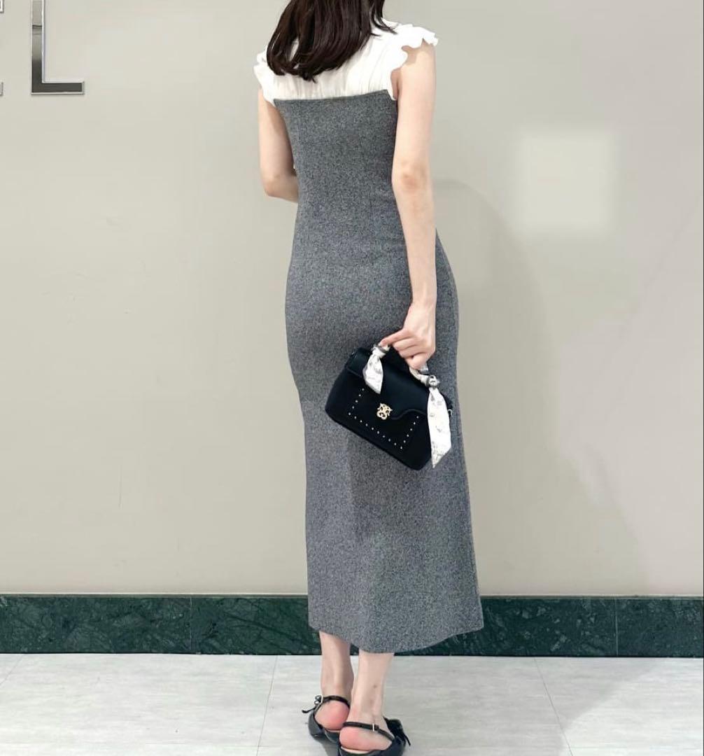 【美品】SNIDEL Sustainableフリルカラードッキングワンピース