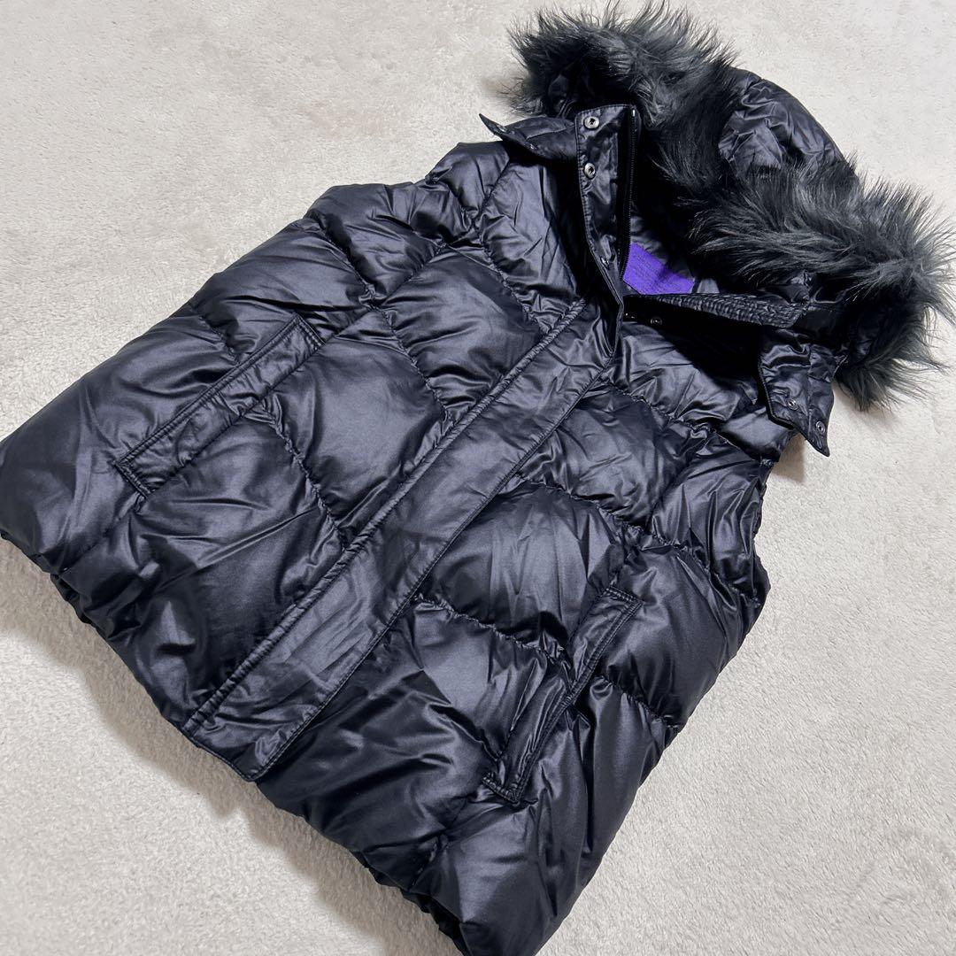 未使用級 00s OLD UNIQLO ファー ダウンベスト ブラック 短丈