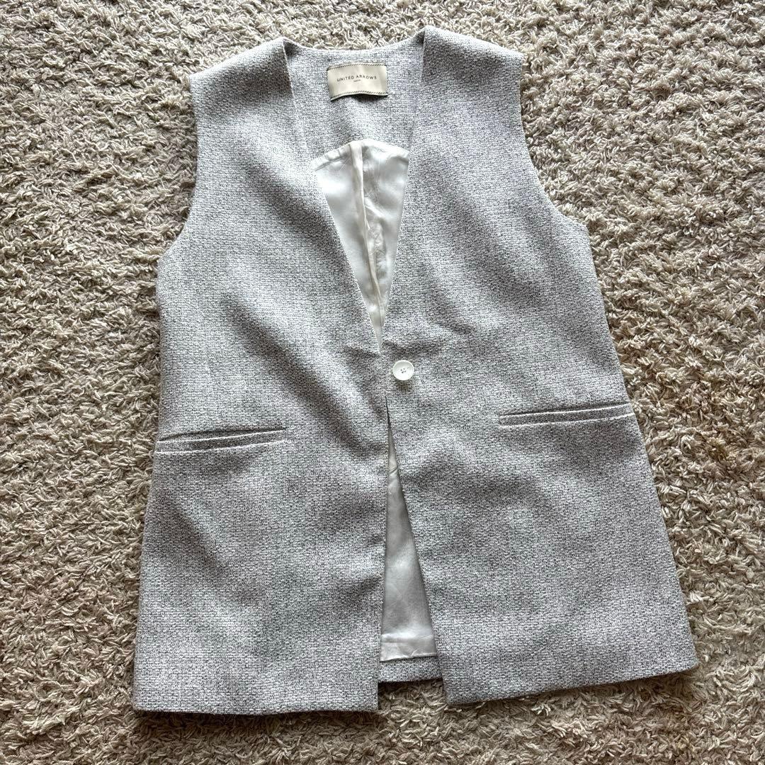 【極美品】 UNITED ARROWS ミックスツイードVネックミドルベストジレ