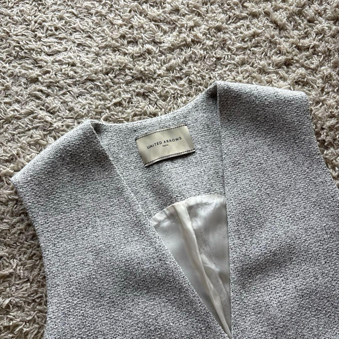 【極美品】 UNITED ARROWS ミックスツイードVネックミドルベストジレ