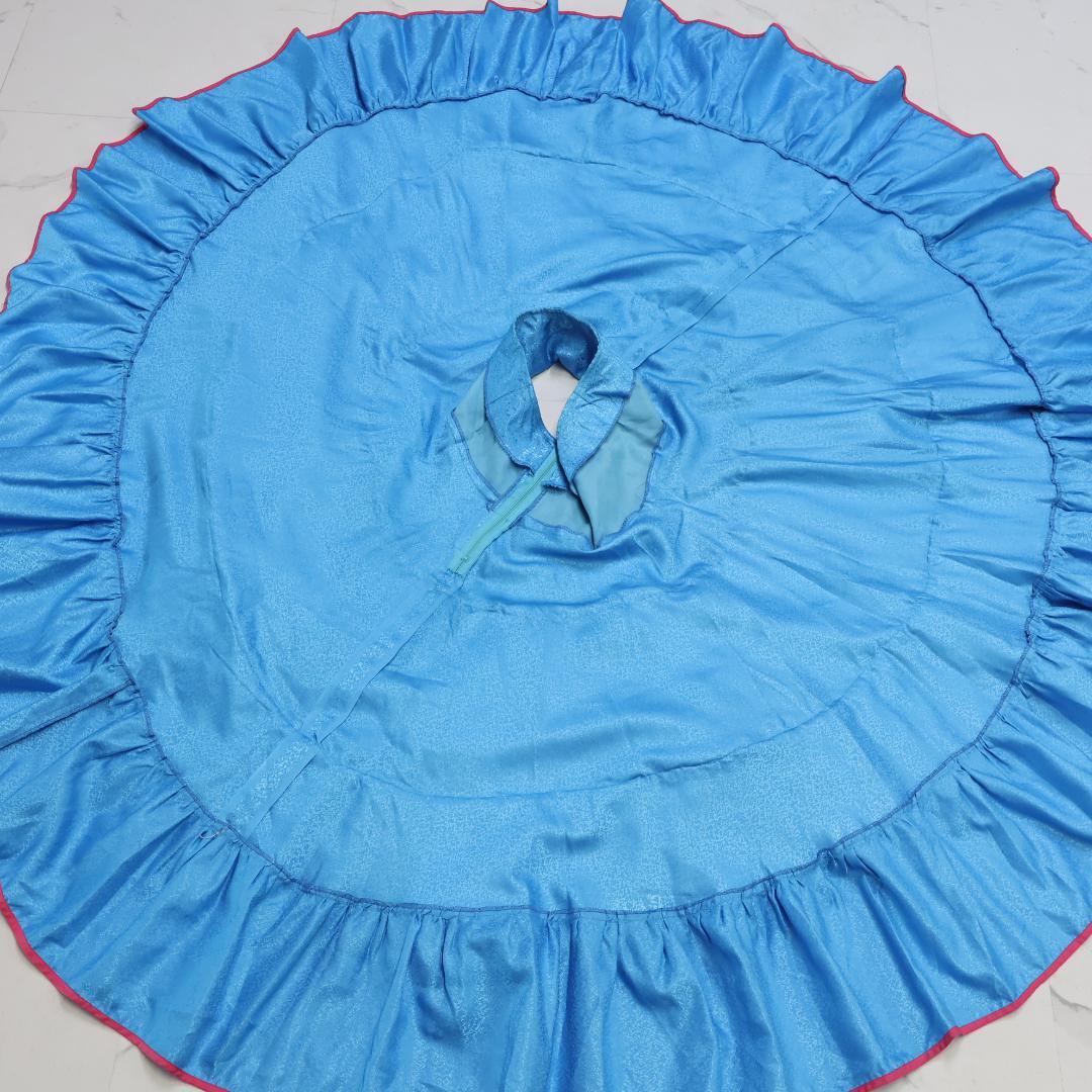 【美品 フラメンコ衣装】水色 ファルダ スカート ボランテ フリル ブルー