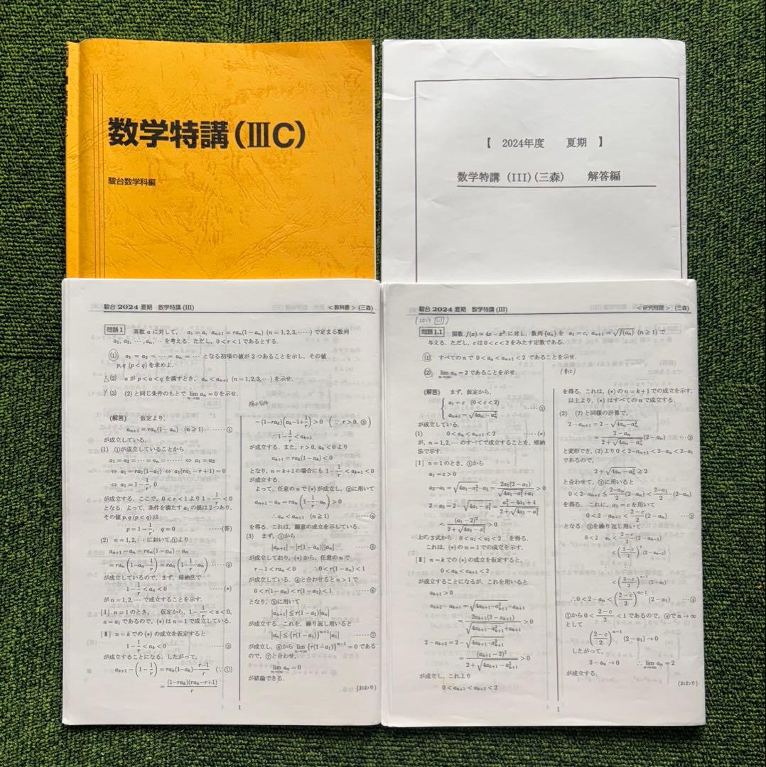 駿台 2024年度 数Ⅲ特講 三森司先生プリント・ノート付き