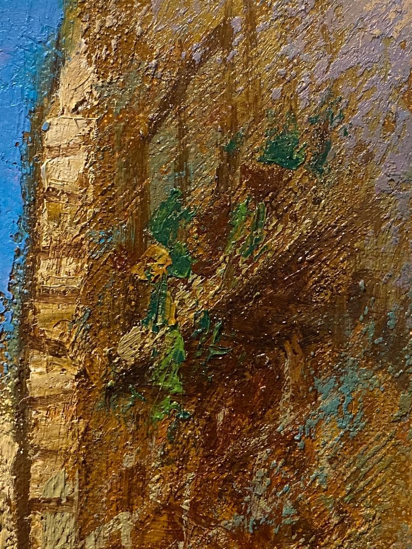 「真作」松尾洋明 「ヘブロンの街角」風景画　油彩画　額装　サイン有り　F4号