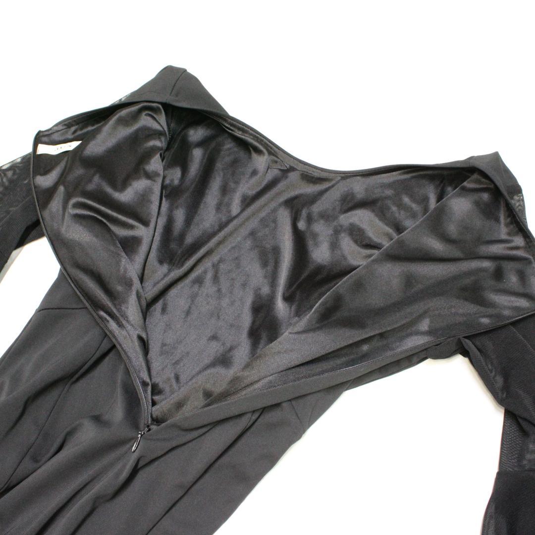 【美品 社交ダンス衣装】ワンピース ドレス JUN 黒 シースルー シンプル