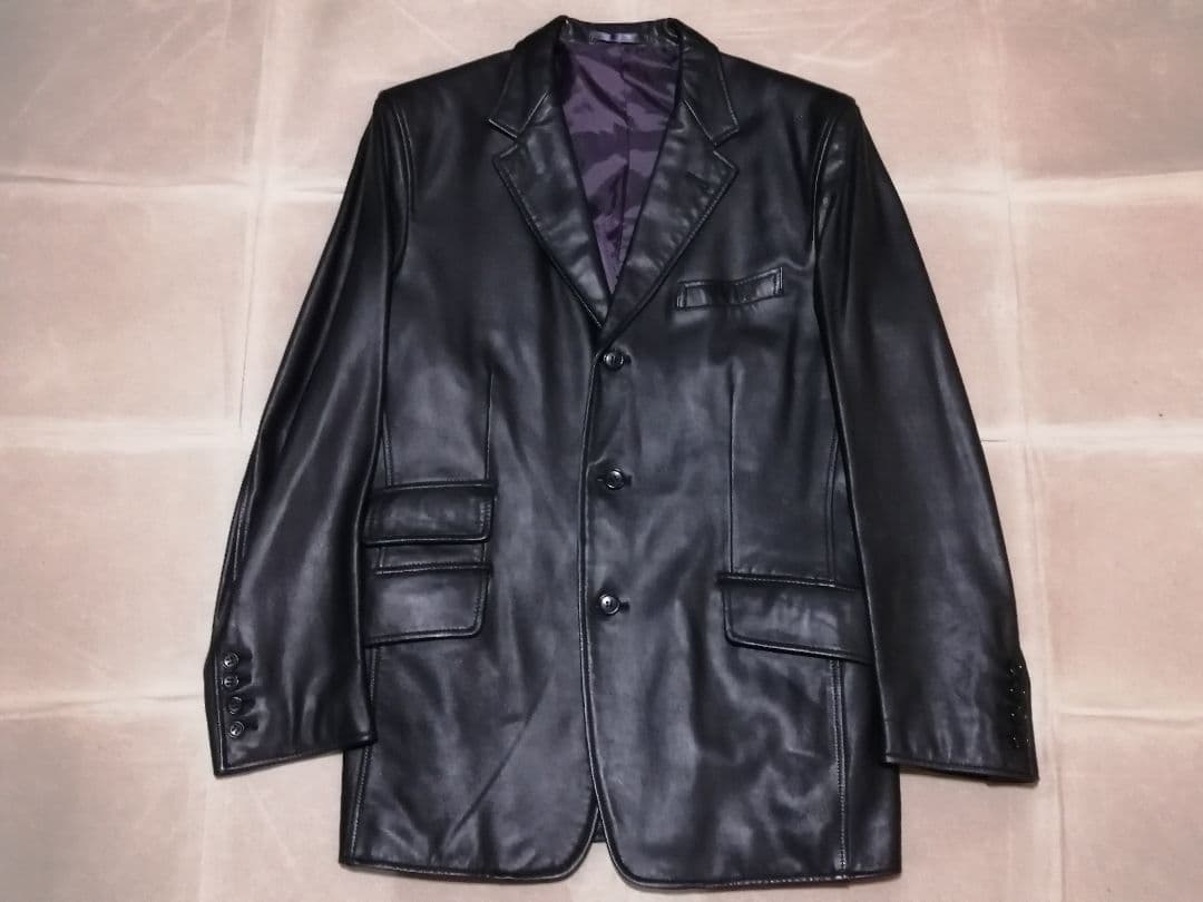 90s 美品　Paul Smith　Lサイズ　本革テーラードジャケット　ブラック