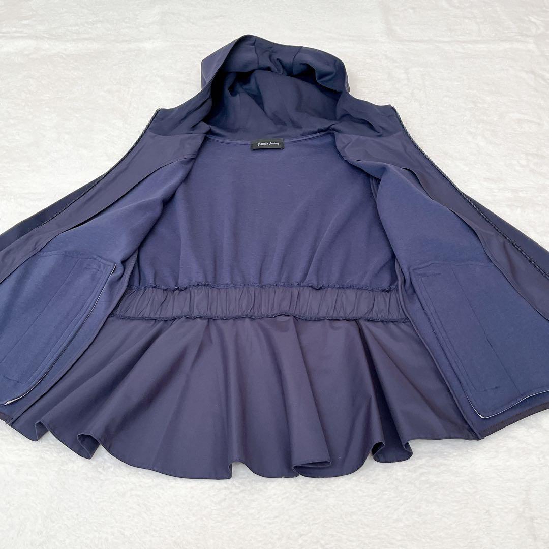 美品✨HERNO Laminar ペプラムジャケット パーカー 44サイズ　紺