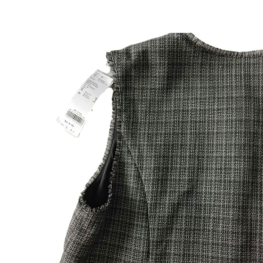 新品　GLOBAL WORK　ツイードペプラムジレ　L　ウォッシャブル　黒