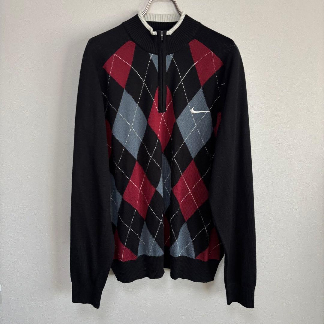 ナイキ NIKE golfゴルフ ハーフジップ セーター ニットダイヤ柄 3XL