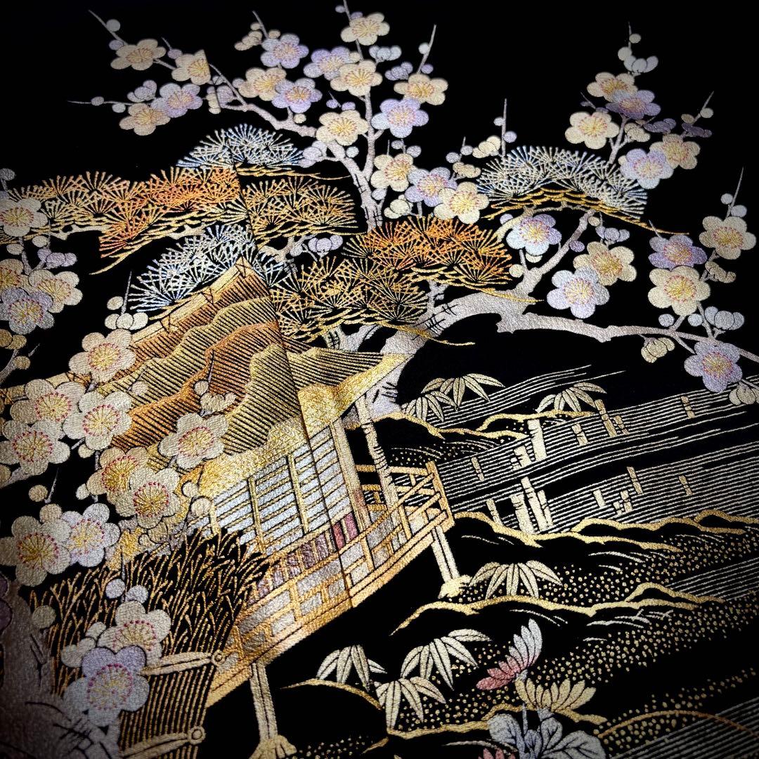 着物リメイクワンピース❀黒留袖ドレス　金彩友禅　作家物　和田光正　結婚式　卒業式