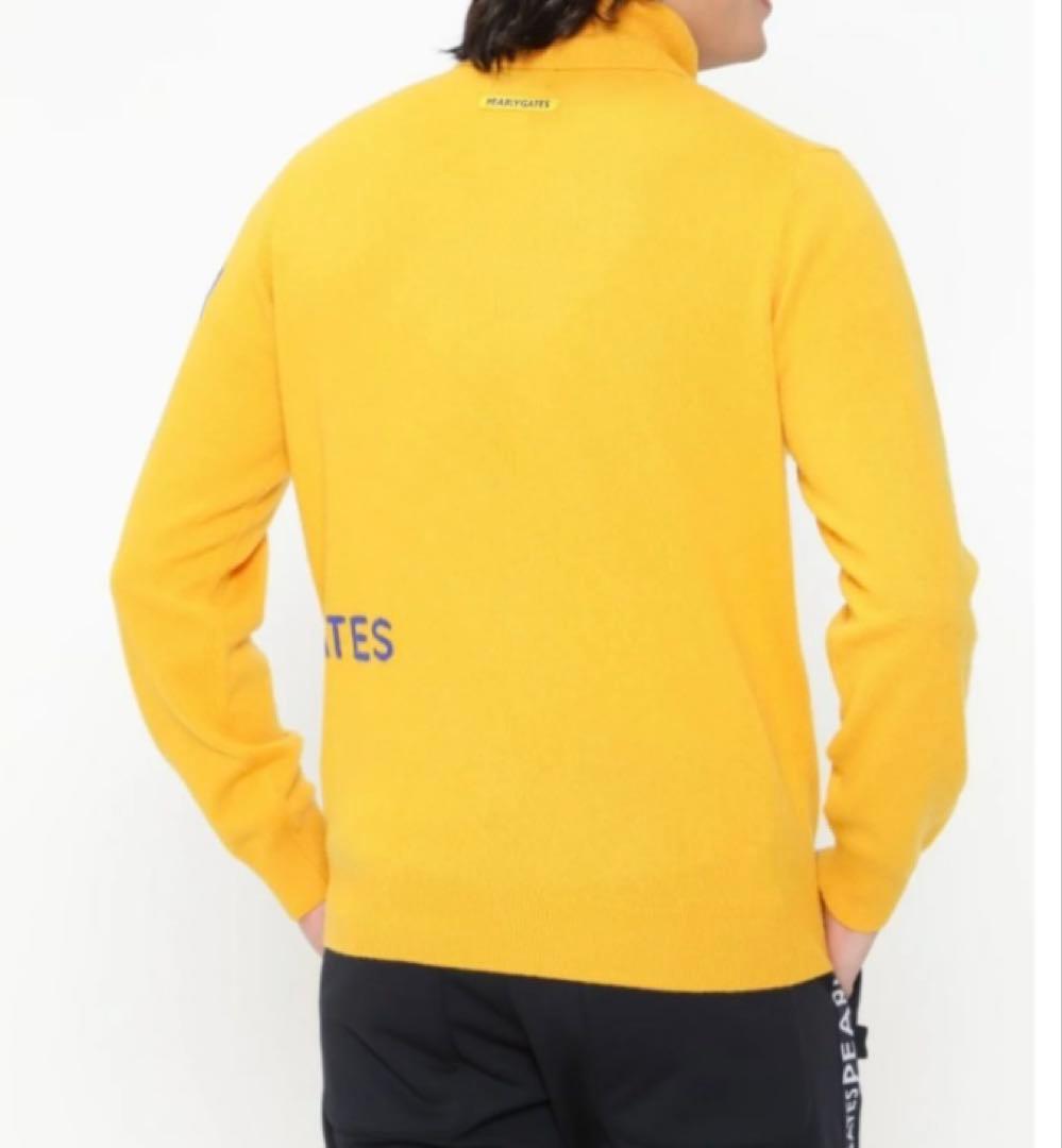 新品 パーリーゲイツ カシミヤ天竺 タートルネックニットプルオーパー(6)LL黄