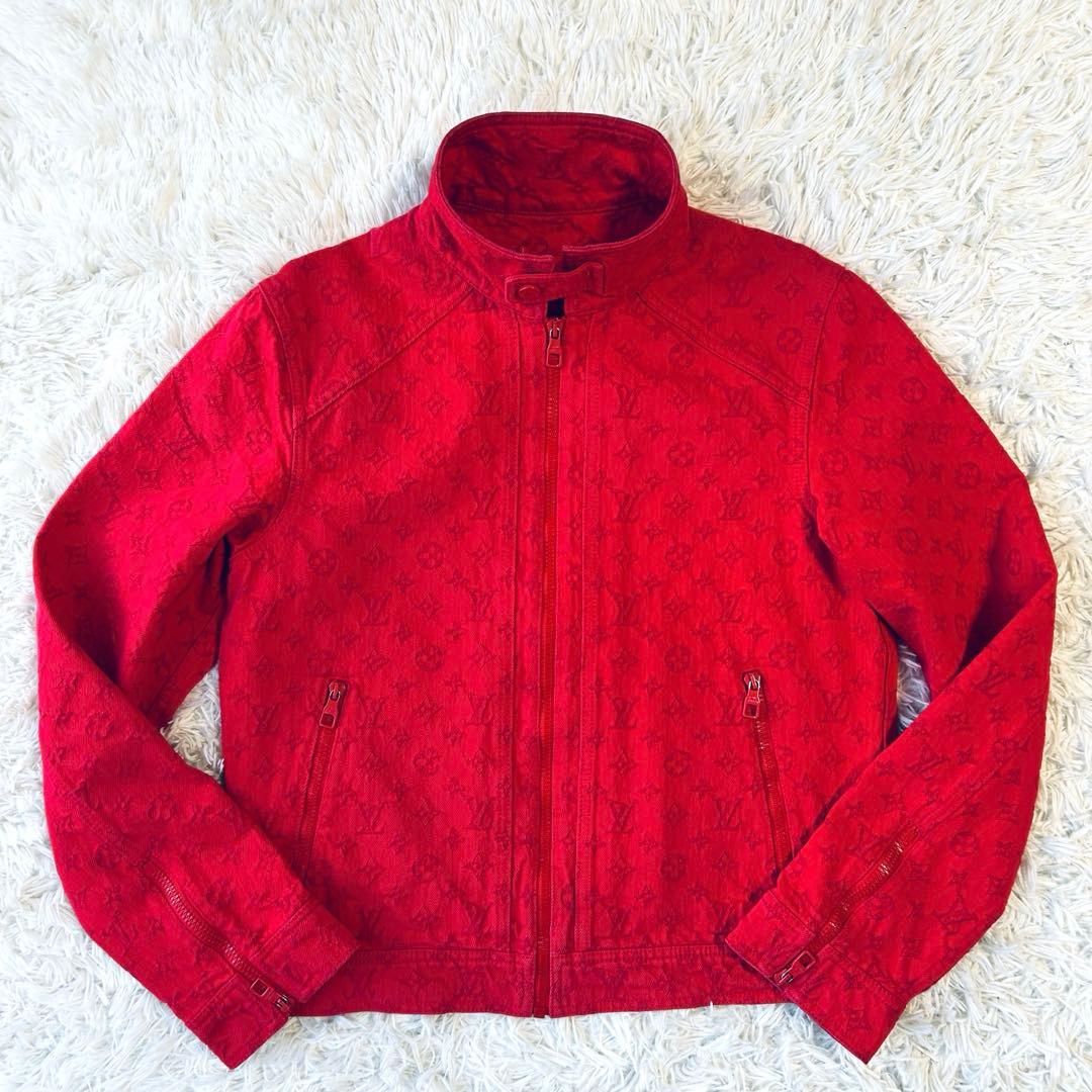ルイヴィトン LOUIS VUITTON デニムジャケット モノグラム レッド