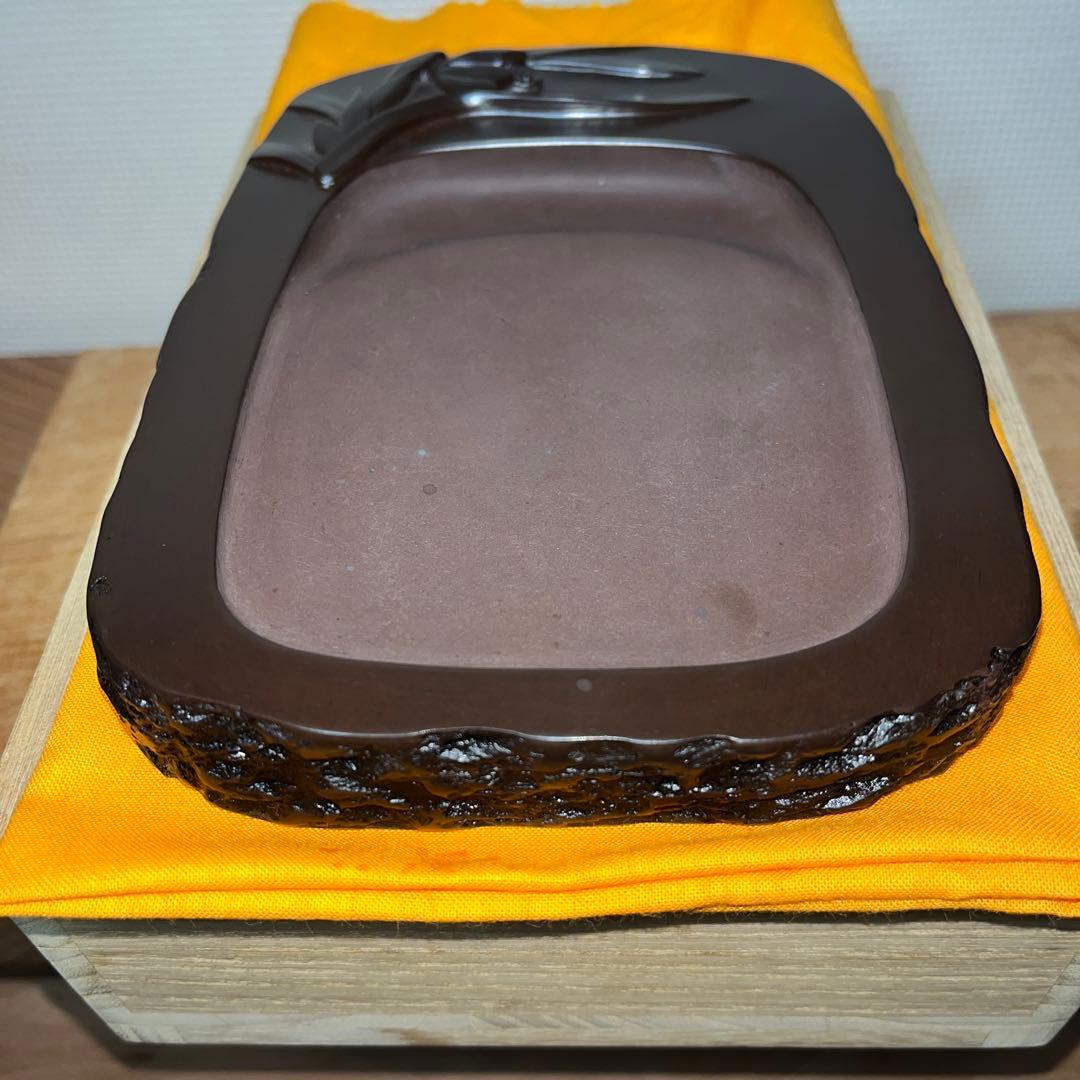 ⭕️赤間硯　蘭文研　伝統工芸士　下井唯石　新品美品　1.2kg超　共桐箱
