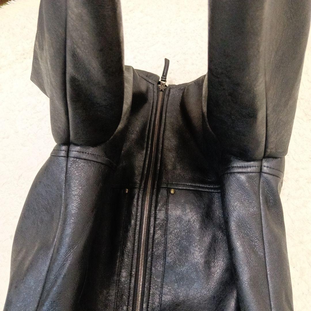 zara フェイクレザー フーディー ジップ ブルゾン L Y2K 黒