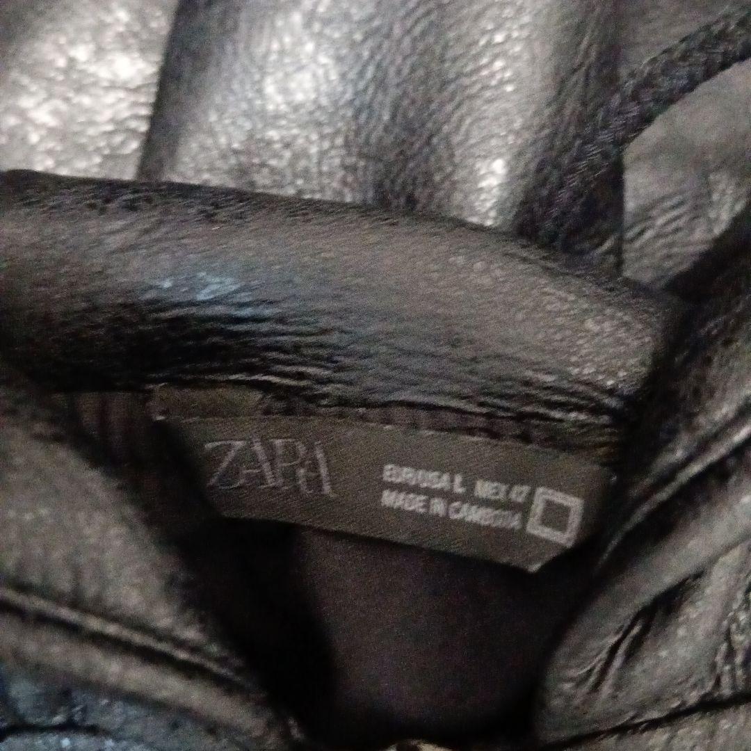 zara フェイクレザー フーディー ジップ ブルゾン L Y2K 黒