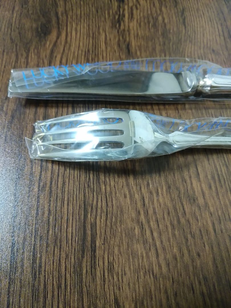 ラッキーウッド 洋白銀器 ナイフ フォーク セット