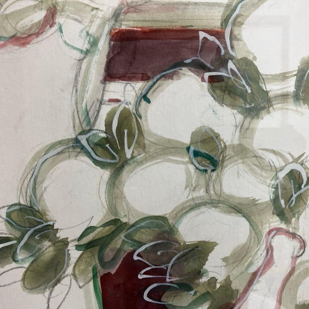 水彩画 女性と花の静物画