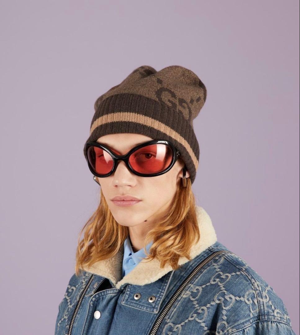 新品 GUCCI グッチ GG カシミヤ ハット ニット帽 ニットキャップ Ｍ