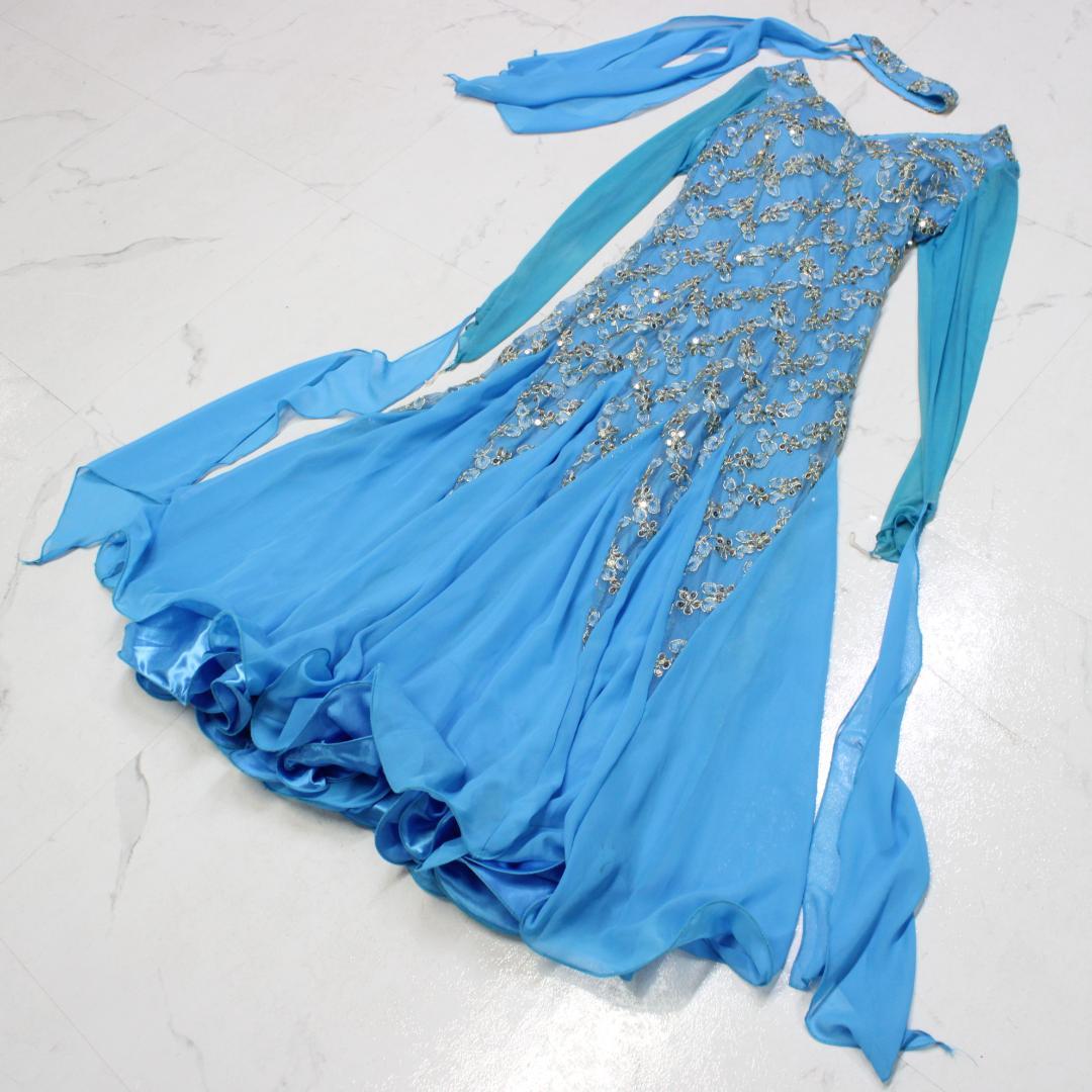 【社交ダンス衣装】ワンピース ドレス primaboutique ライトブルー