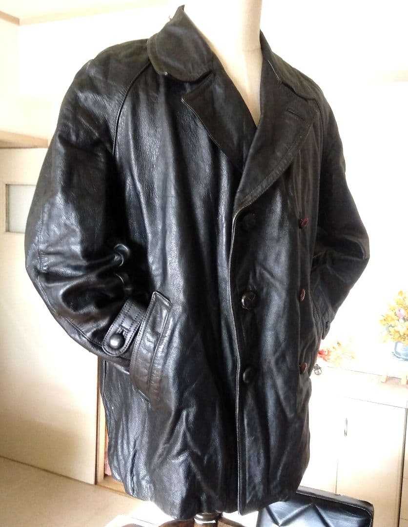 限界最終価格60s Vintage イタリア警察 レザージャケット カーコート