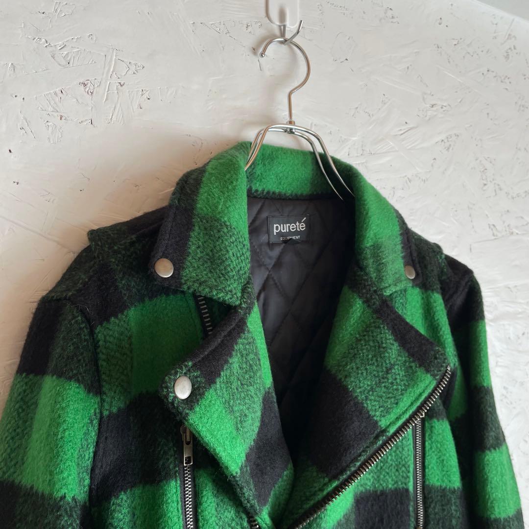 古着80s90s Vintageバッファローチェック柄ダブルライダースジャケット