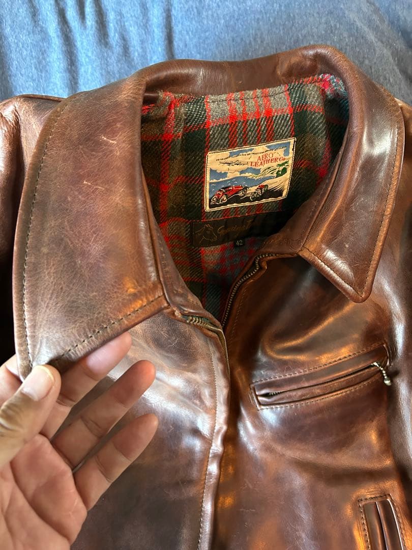 エアロレザーHIGHWAYMAN サイズ42 FQHH ブラウン 英国製　馬革
