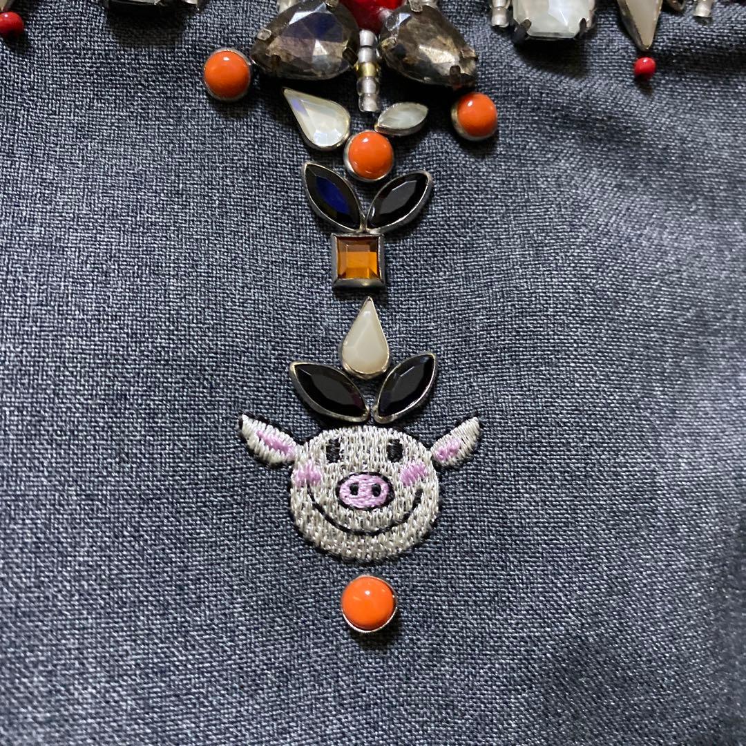オレボレブラ アルベロベロ シアーデザイン ベスト ぶた刺繍 ビーズ刺繍