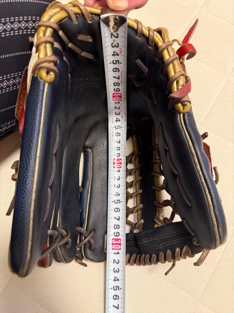 Wilson 軟式グローブ 外野 右投げ用 レッド/ネイビー 袋付き