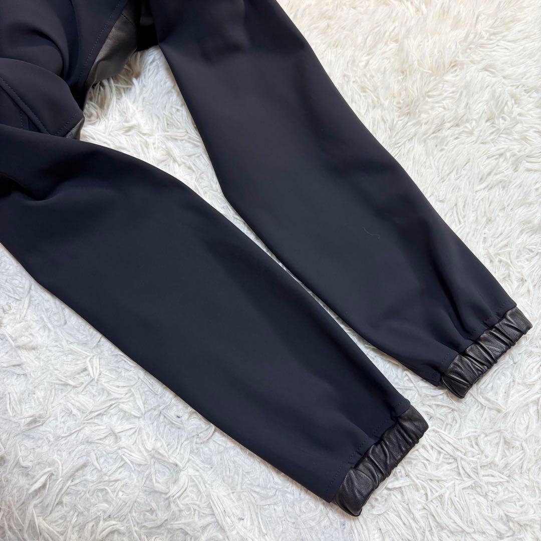 美品 エンメティ レザー 切替 パーカー 48