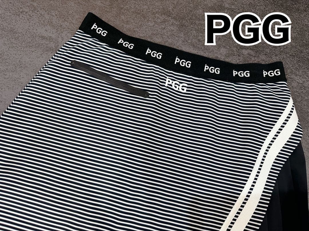 パーリーゲイツ　PGG スカート　サイズ２　プリーツ　ボーダー　ネイビー
