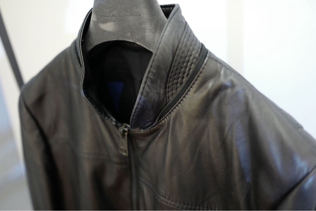 BALENCIAGAブラックレザー フード付きジャケット