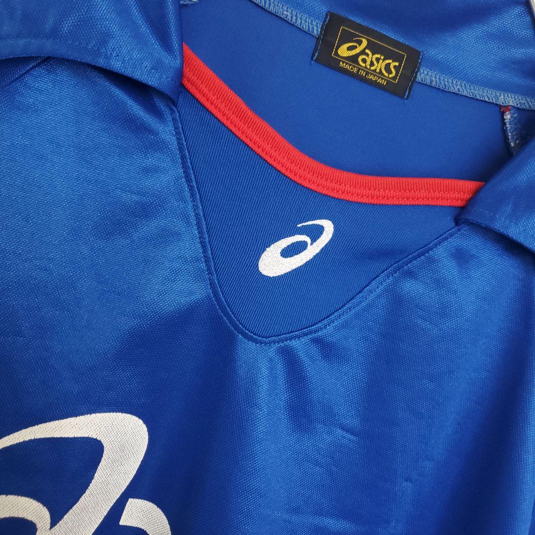 90s asics FOOTBALL GEAR ウェア ロンT ゲームシャツ 青