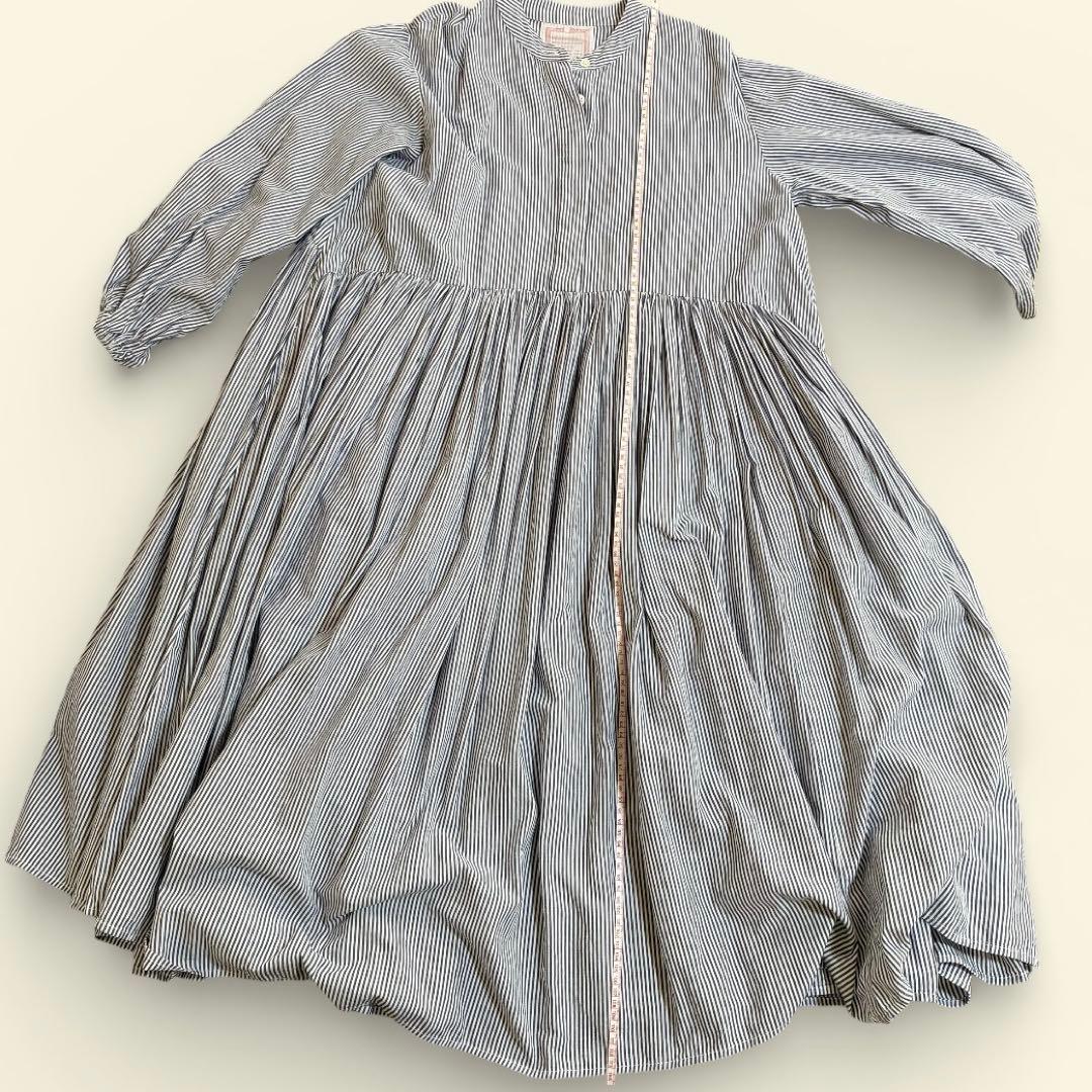 【美品】BEARDSLEY 先染めギャザーワンピース ストライプ　サイズ：0