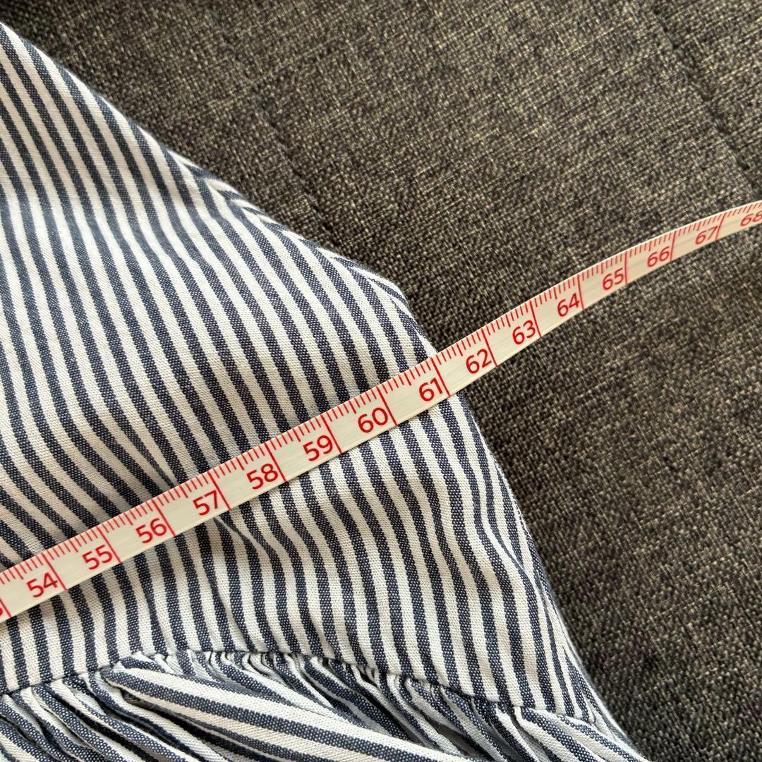 【美品】BEARDSLEY 先染めギャザーワンピース ストライプ　サイズ：0