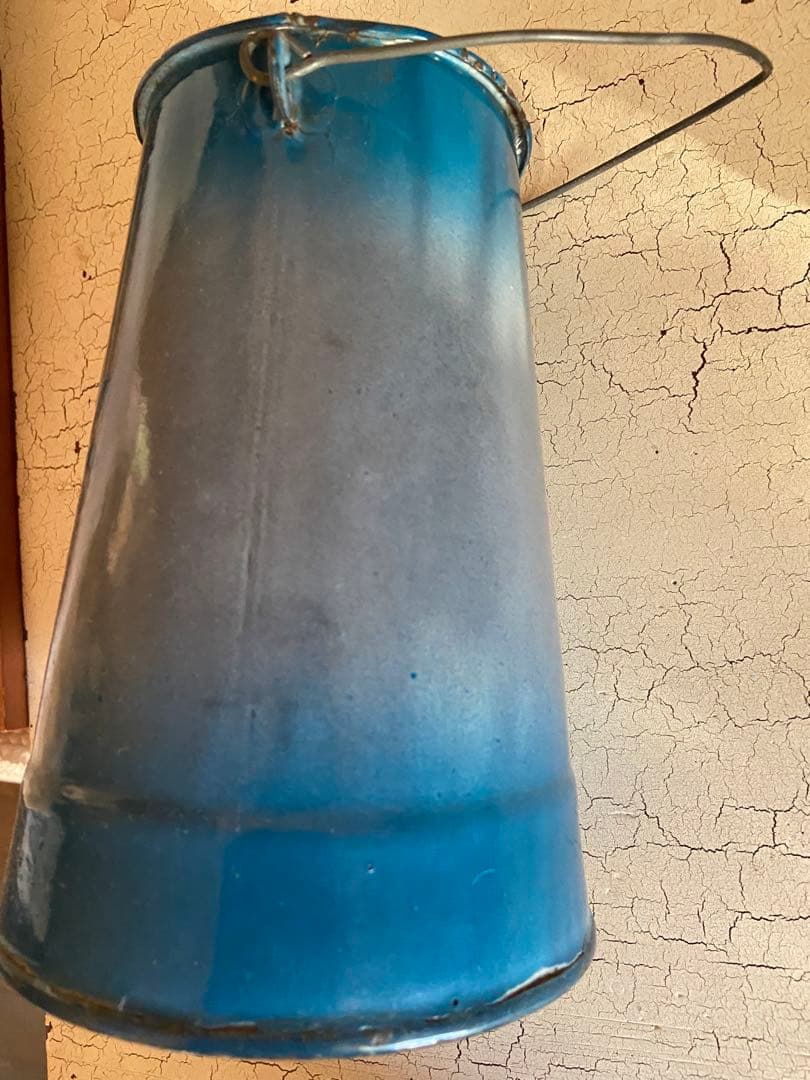 フランスアンティーク　ホーロー　エナメル　ミルク缶　さくらんぼ