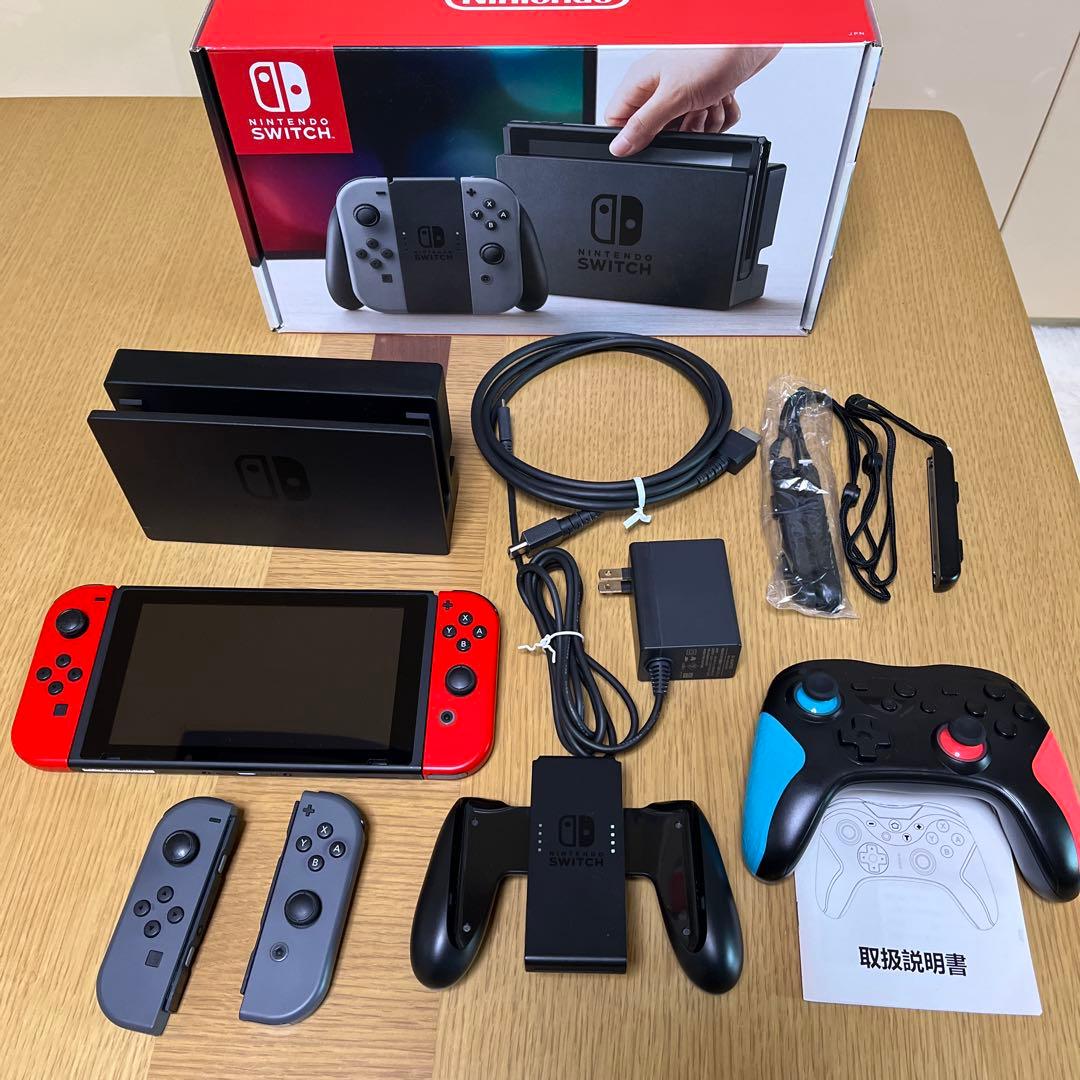 Nintendo Switch 赤/グレー 本体 + 付属品　Micro SD付