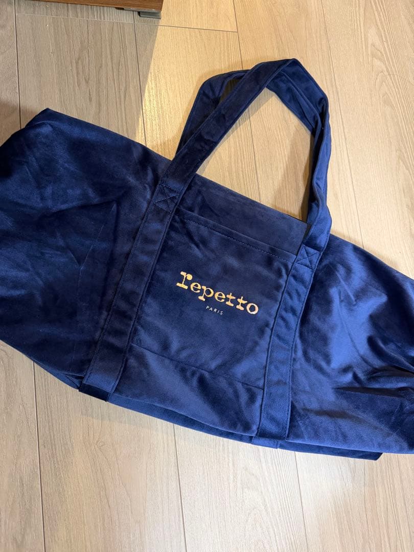 Repetto ネイビー ダンスバッグ L ベロア
