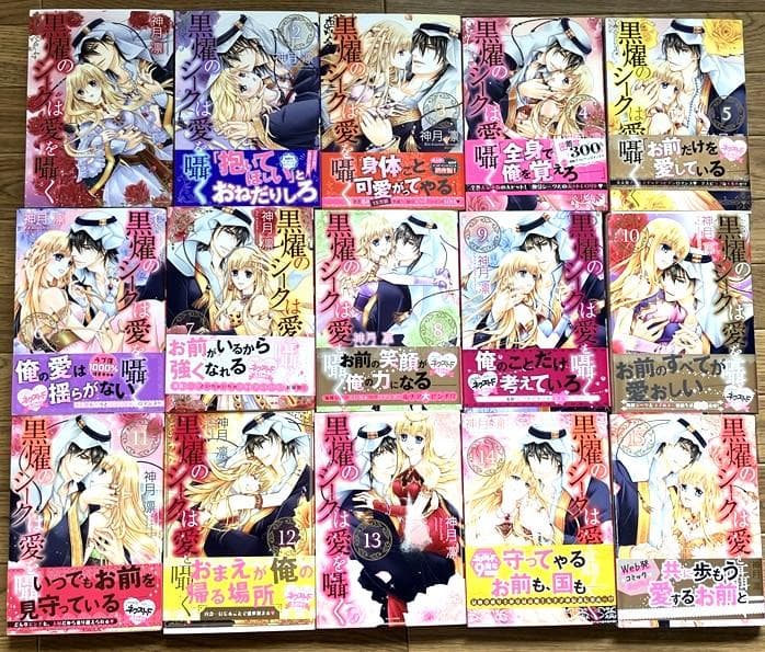 【全巻直筆イラスト入りサイン本】　神月凛『黒燿のシークは愛を囁く』全15巻セット