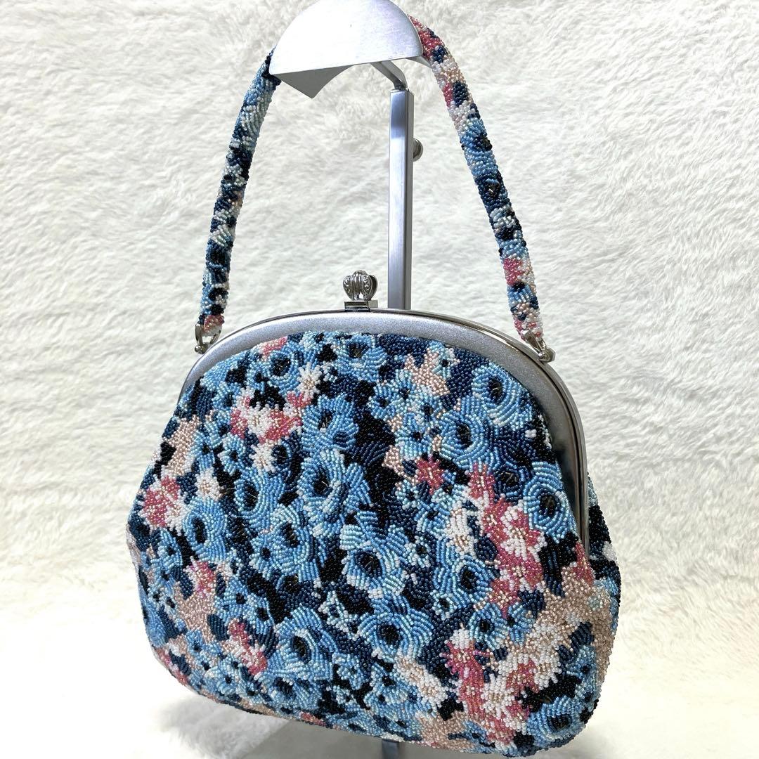 【美品】豪華　ビーズバッグ　和装バッグ　洋装バッグ　総ビーズ　花柄　大正ロマン