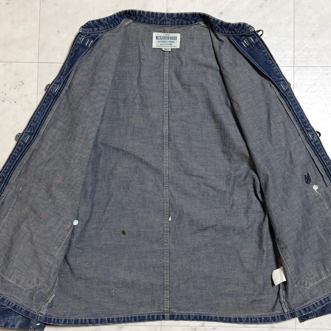 【訳あり】 NEIGHBORHOOD デニムカンフージャケット ペンキ飛ばし M